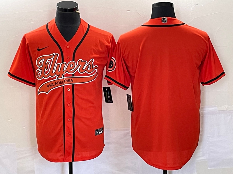 Men's Philadelphia Flyers Blank Orange Cool Base Stitched Baseball Jersey